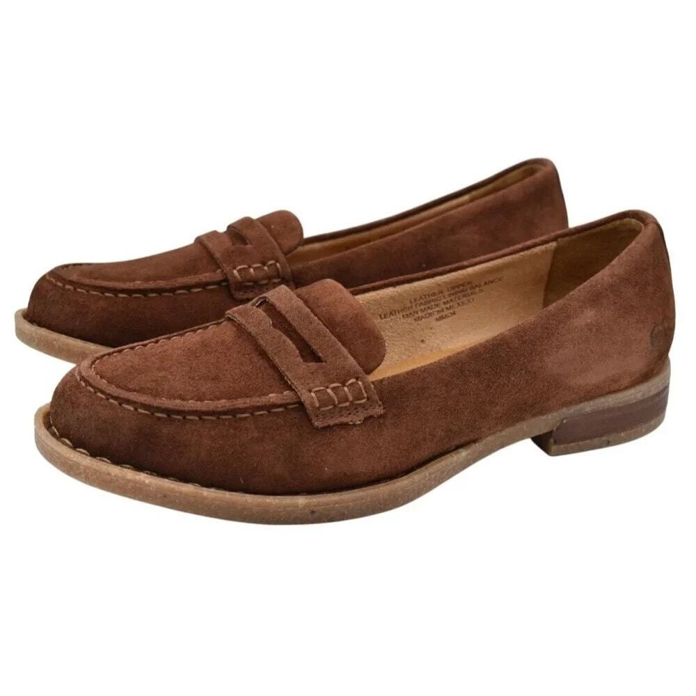Born Women's Size 9 Marlo Dark Brown Leather Slip On Penny Loafers Shoes